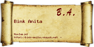 Bink Anita névjegykártya